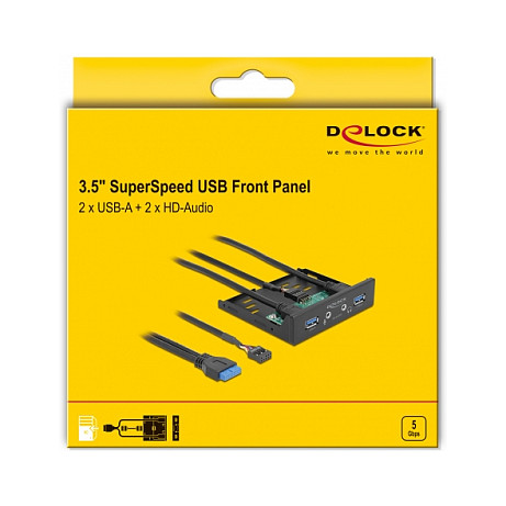 Delock 3.5" prednji panel, 2x USB-A 5Gbps + HD-Audio-4