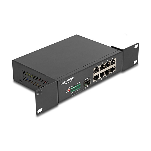 Mrežni preklopnik DELOCK 10" Gigabit Ethernet Switch 8 Port + 1 SFP