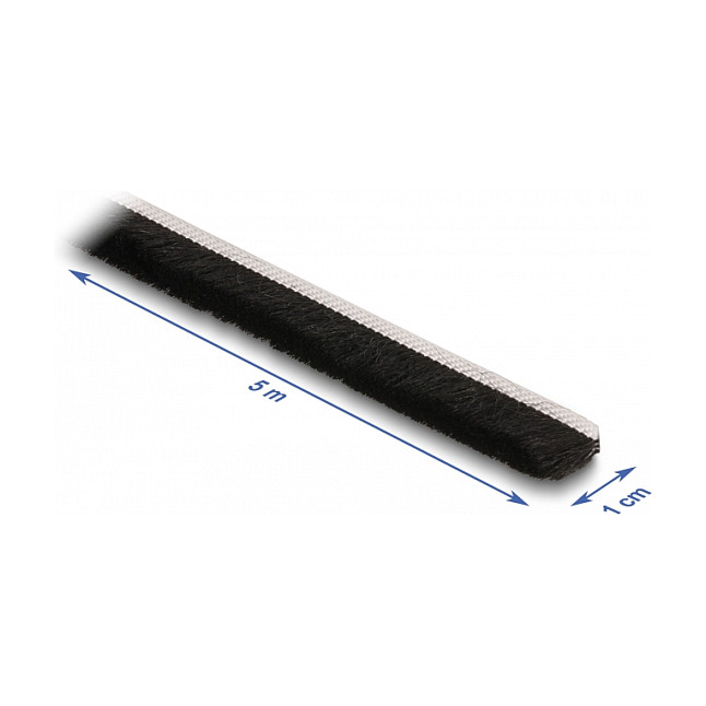 DELOCK samoljepljiva traka s četkicama 10 mm x 5 m crna boja-1