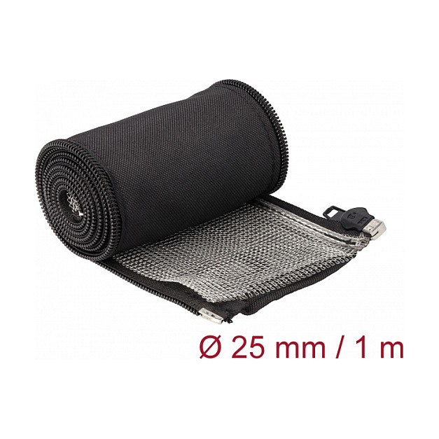 Pleteni bužir DELOCK s patentnim zatvaračem 1 m x 25 mm crna boja-1