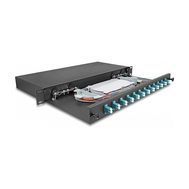 Optički prespojni panel DELOCK 19" 1U, 12 x LC Duplex OM3, potpuno opremljen-1