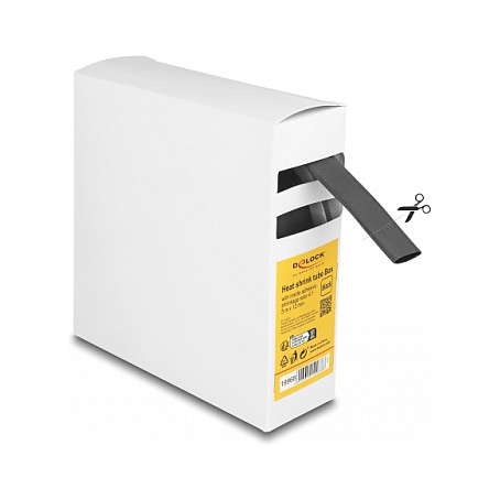 Termo bužir s ljepilom DELOCK 12 mm (5 m, omjer 41) crna boja-1