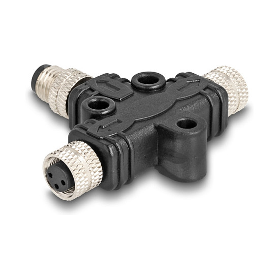 Adapter DELOCK M8 T-razdjelnik 60575 (1x muški na 2x ženski, 3-pinski, A-kodiran)-0