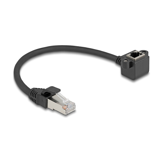 Mrežni produžni kabel DELOCK RJ45 Cat.6 F/UTP (90° kutni konektor) 0.25m crna boja-0