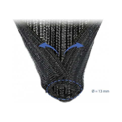 Pleteni bužir DELOCK samozatvarajući 10 m x 13 mm crna boja-1