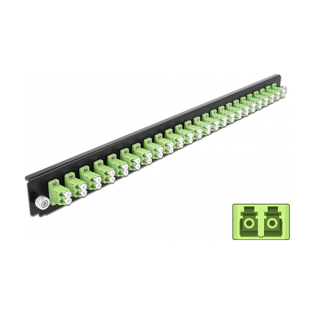 Prednja ploča za 19" optičku prespojnu kutiju DELOCK, 24 porta LC Duplex, svijetlo zelena-1
