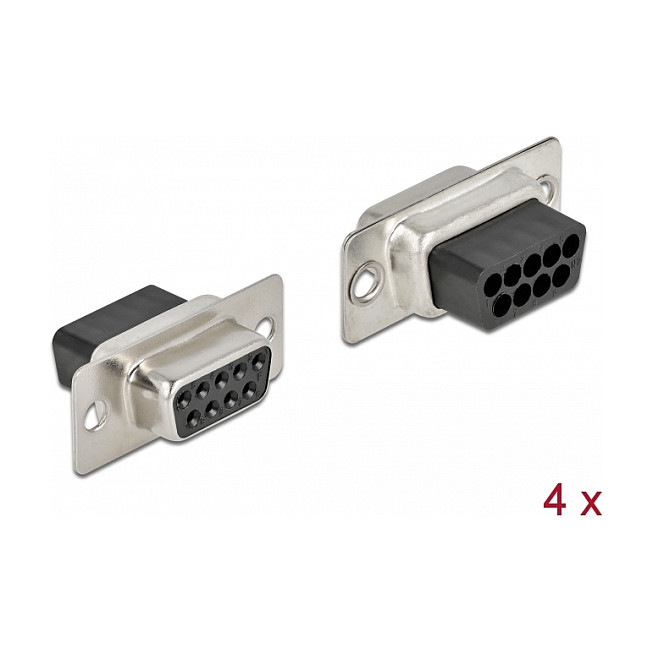 Konektor DELOCK D-Sub 9-pinski ženski (crimp, metalno kućište, 4 komada)