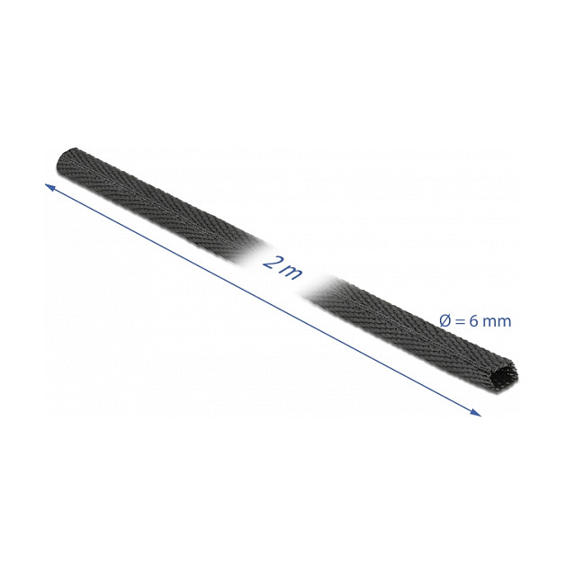 Pleteni termoskupljajući bužir DELOCK 2 m x 6 mm, omjer 21, crna boja-1