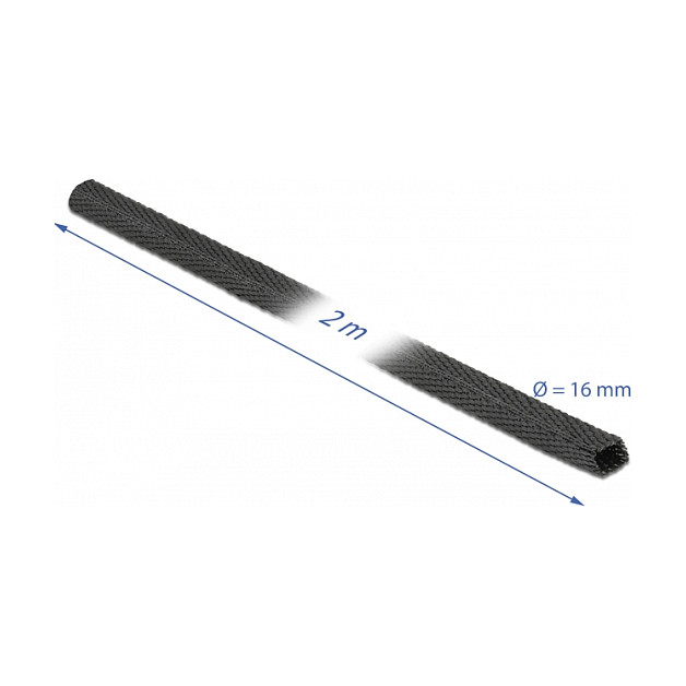 Pleteni termoskupljajući bužir DELOCK 2 m x 16 mm (21), crna boja - 20793-1