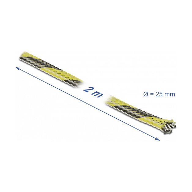 Pleteni bužir DELOCK rastezljivi 2 m x 25 mm, crno-žuta boja-2