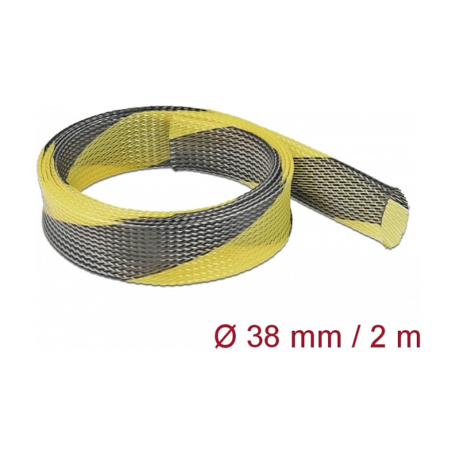 Pleteni bužir DELOCK rastezljivi, 2 m x 38 mm, crno-žuta boja-1