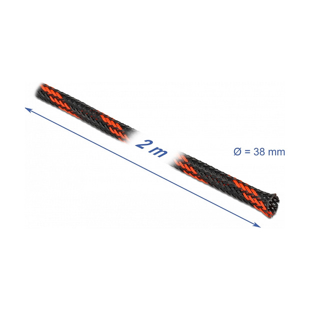 Pleteni bužir DELOCK za organizaciju kabela, 2 m x 38 mm, crno-crvena boja-1