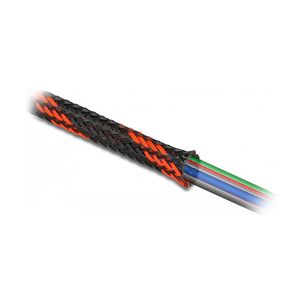 Pleteni bužir DELOCK za organizaciju kabela, 2 m x 38 mm, crno-crvena boja-2