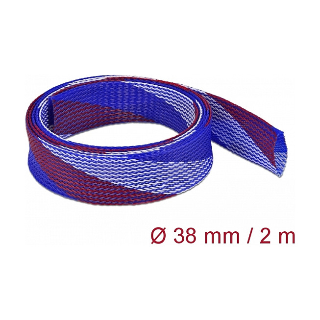 Pleteni bužir DELOCK rastezljivi 2 m x 38 mm (plavo-crveno-bijela boja)-1