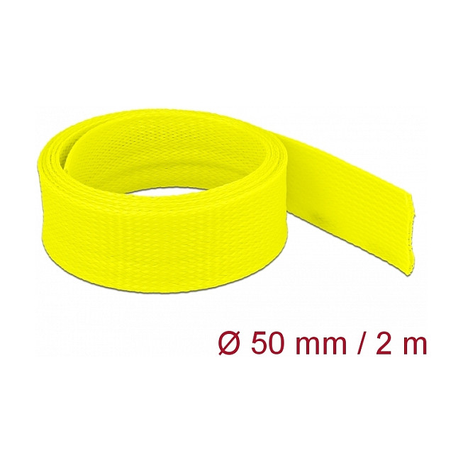 Pleteni bužir DELOCK za organizaciju kabela, 2 m x 50 mm, crno-crvena boja