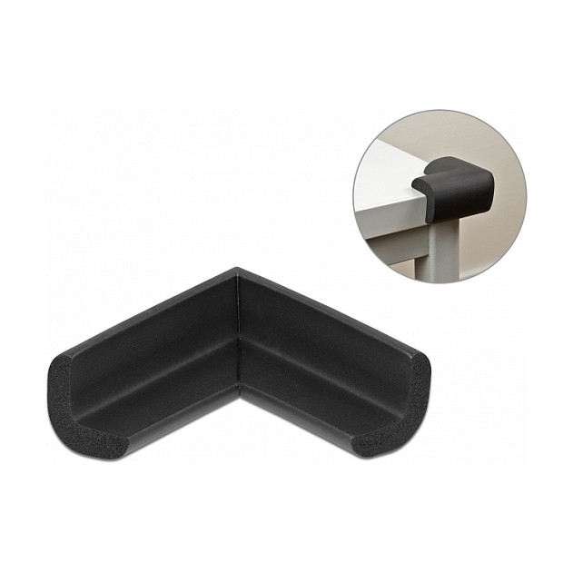Pjenasti štitnik za rubove DELOCK samoljepljivi 56 x 56 x 22 mm crna boja (4 komada)-1