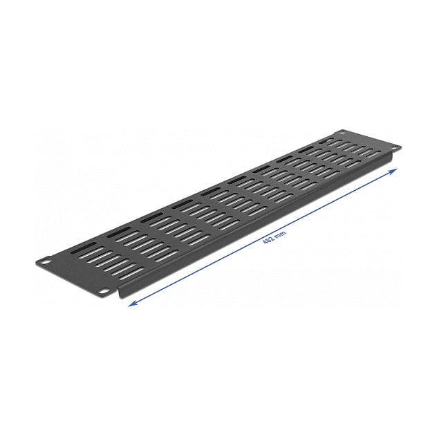 Delock 19" panel za mrežni ormar s ventilacijskim otvorima, 2U, crni-1