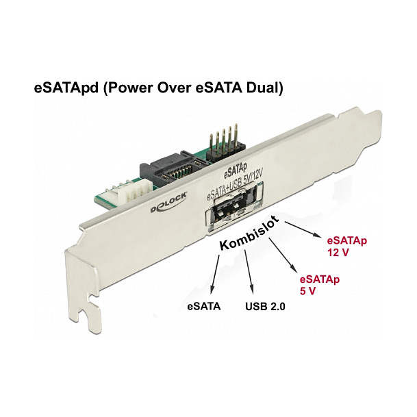 DELOCK PCI nosač s eSATApd priključkom 5V/12V - 63921-1
