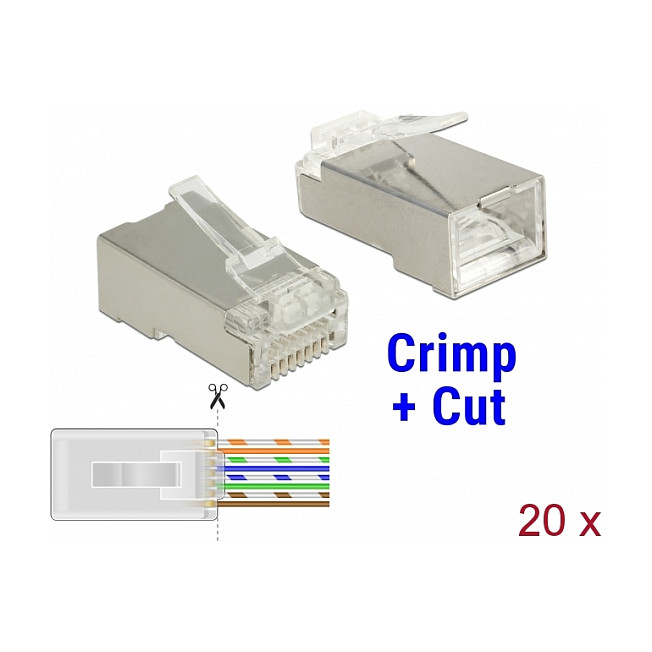 Konektor DELOCK RJ45 Crimp+Cut Cat.6 STP (20 komada)-0