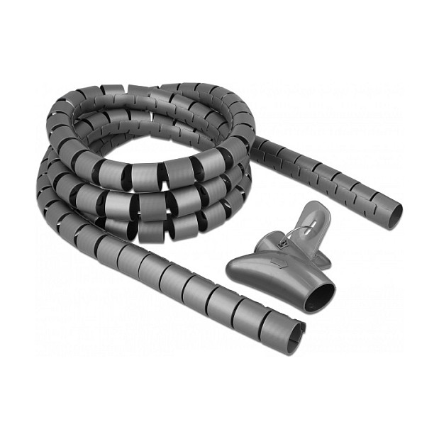 Spiralni bužir za kabele DELOCK s alatom za uvlačenje, 2.5 m x 30 mm, siva boja
