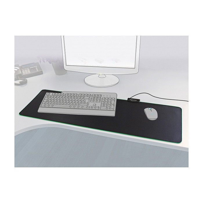 Podloga za miš DELOCK 12555 s RGB osvjetljenjem (920 x 303 mm)-2