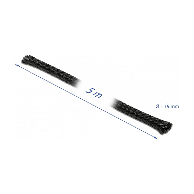 Pleteni bužir DELOCK rastezljivi za kabele (5 m x 19 mm) crna boja-1