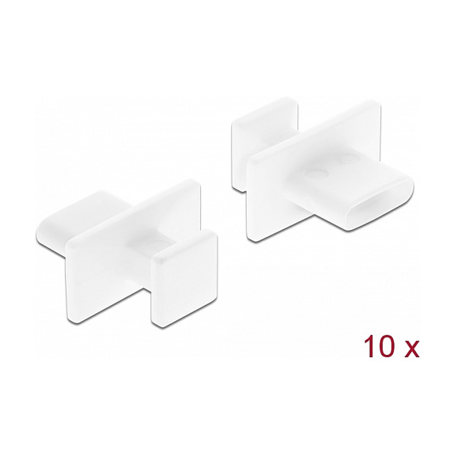 Zaštitni poklopci DELOCK za USB-C utor s ručkom (10 komada) bijela boja-0