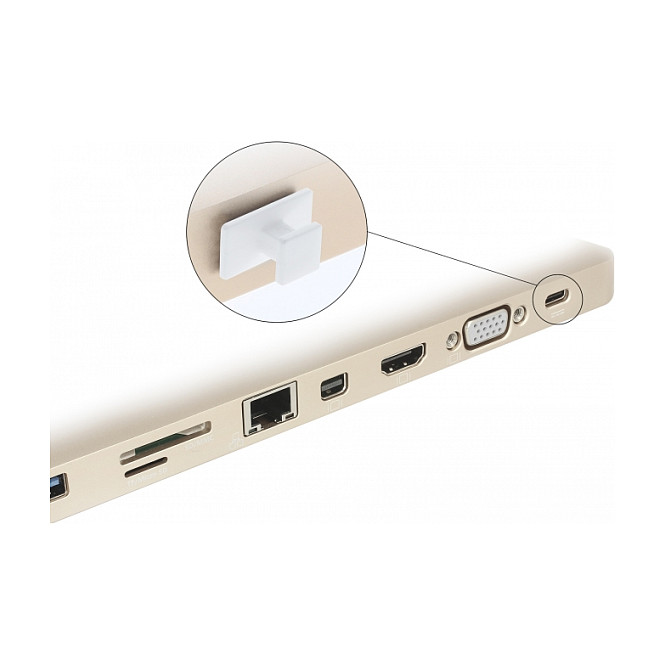 Zaštitni poklopci DELOCK za USB-C utor s ručkom (10 komada) bijela boja-1