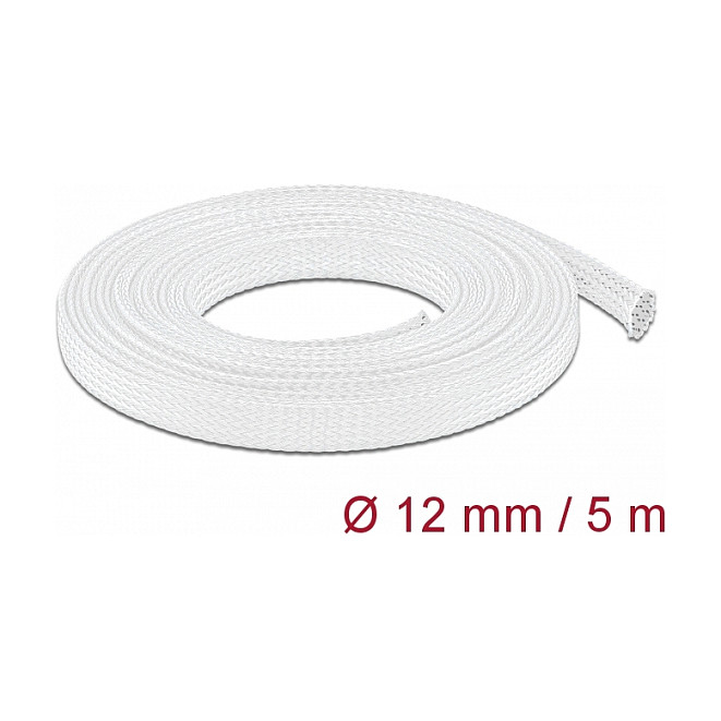 Pleteni bužir DELOCK rastezljivi 5 m x 12 mm bijela boja