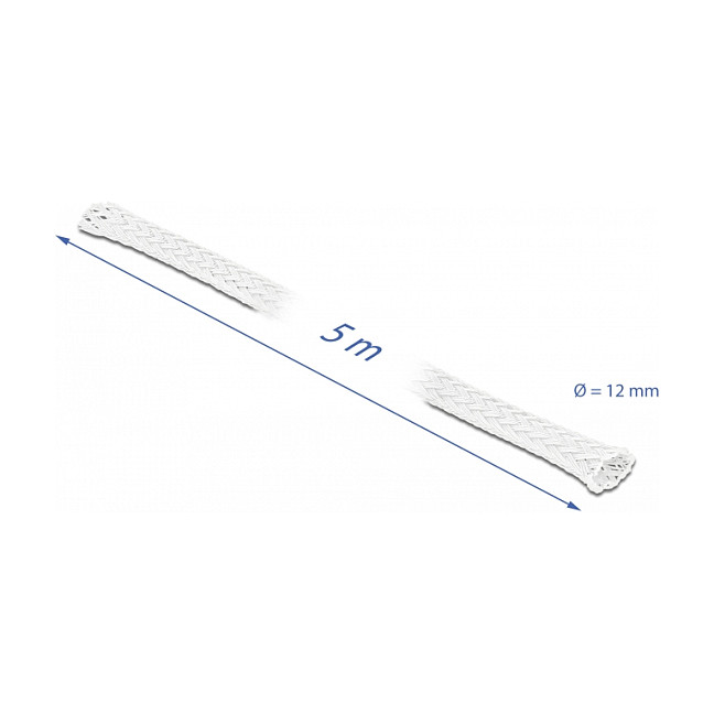 Pleteni bužir DELOCK rastezljivi 5 m x 12 mm bijela boja-1