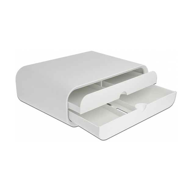Stalak za monitor DELOCK 18325 s dvije ladice, bijela boja-0