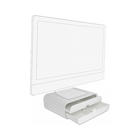 Stalak za monitor DELOCK 18325 s dvije ladice, bijela boja-2