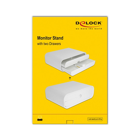 Stalak za monitor DELOCK 18325 s dvije ladice, bijela boja-4