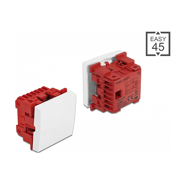 Prekidač DELOCK Easy 45 2-polni (45 x 45 mm, bijela boja)-0