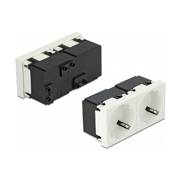 Modul dvostruke utičnice DELOCK Easy 45 Schuko 2-struka (pakiranje 5 komada)