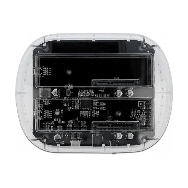 Priključna stanica DELOCK za 2x 2.5" SATA HDD/SSD, prozirna - 64090-1