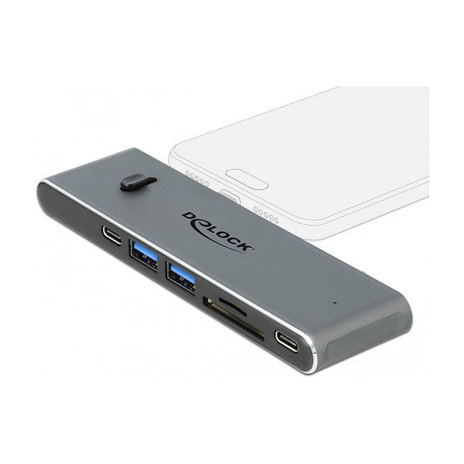 Multiport adapter DELOCK 87752 Dual USB-C (HDMI, USB 3.2, SD, PD 3.0), svemirski siva boja-0