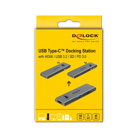 Multiport adapter DELOCK 87752 Dual USB-C (HDMI, USB 3.2, SD, PD 3.0), svemirski siva boja-4
