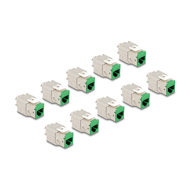 Delock Keystone Modul RJ45 (Ž) na LSA Cat.6A, bez alata, zeleni, 10 komada