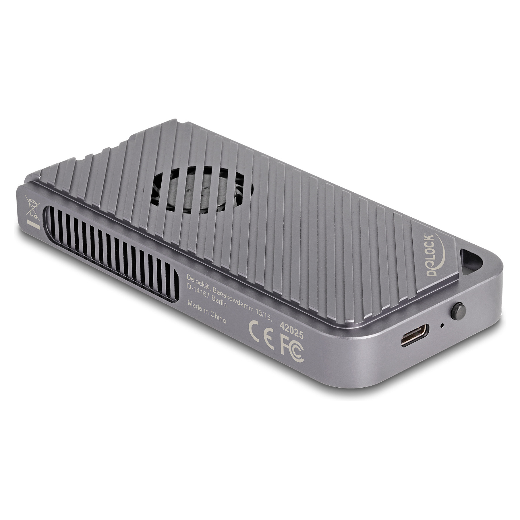 Vanjsko kućište DELOCK 42025 za M.2 NVMe SSD (USB4 40 Gbps, Gaming, LED, ventilator)-0