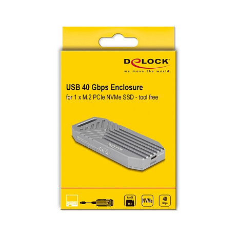 Kućište DELOCK 42033 za M.2 NVMe SSD, USB4 40 Gbps, instalacija bez alata-4