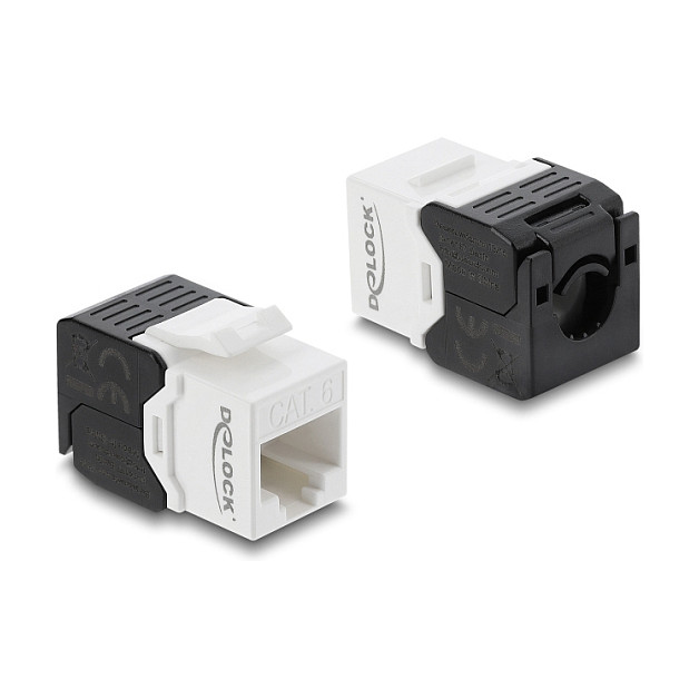 DELOCK Keystone Modul RJ45 (Ž) na LSA, Cat.6 UTP, Tool-free, Crno/Bijeli