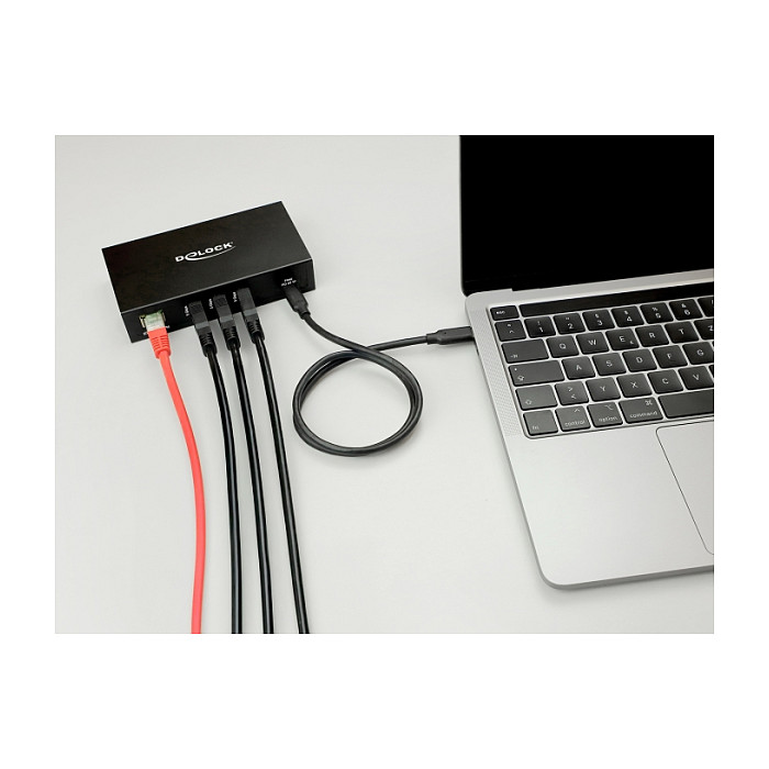 USB hub DELOCK 64336, 3-port USB-A 5 Gbps, RJ45 Gigabit LAN PoE++, USB-C-3