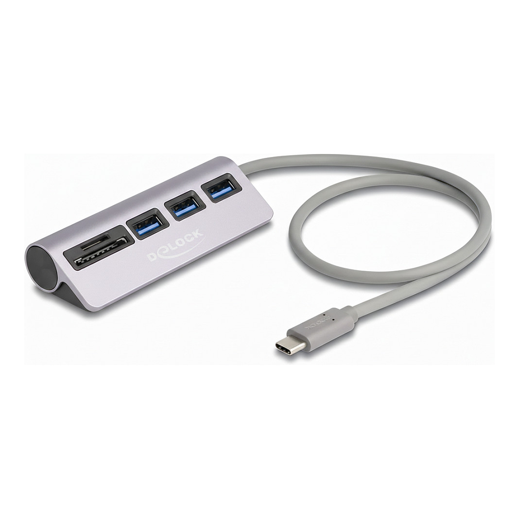 USB hub DELOCK 3-portni USB 5 Gbps s čitačem SD i Micro SD kartica, USB Type-C-0