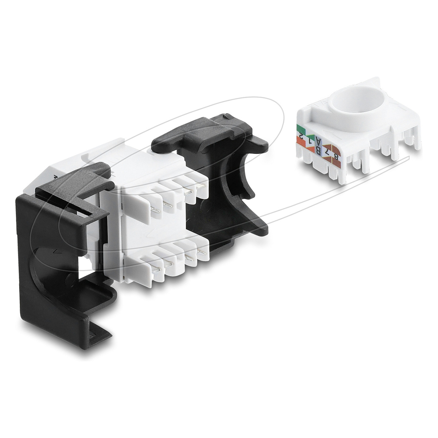 Delock Keystone Modul RJ45 (Ž) na LSA, Cat.6 UTP, 45° kutni, crno/bijeli-2