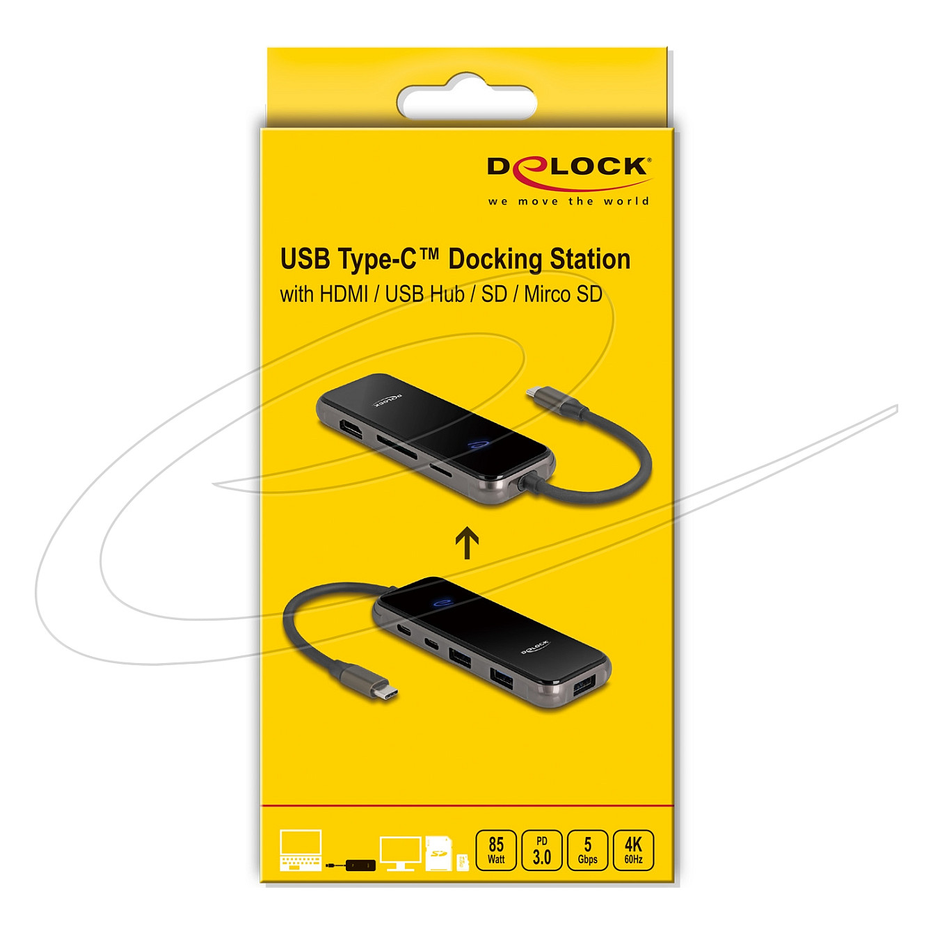 Priključna stanica DELOCK USB-C 4K (HDMI, 2x USB 3.0, SD/MicroSD, PD 85W)-3