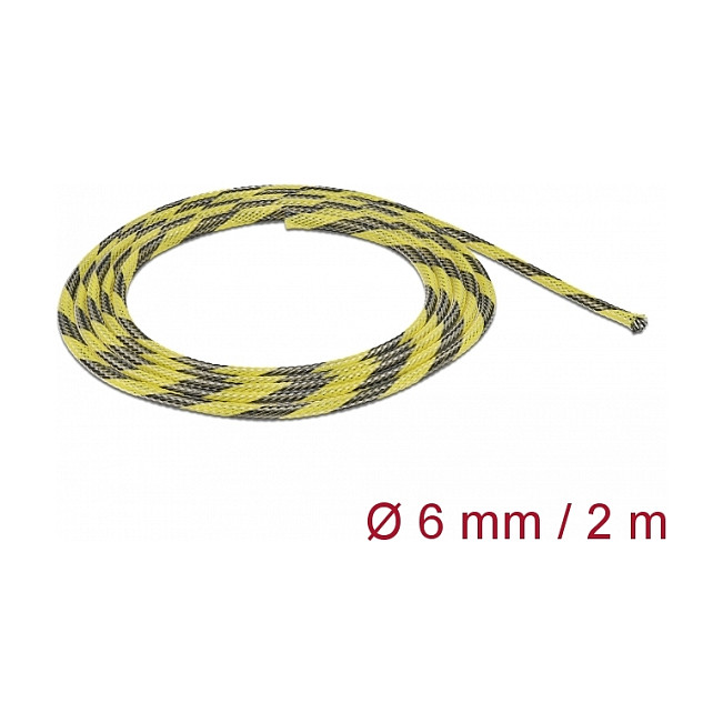 Pleteni bužir DELOCK rastezljivi za kabele 2 m x 6 mm, crno-žuta boja-1