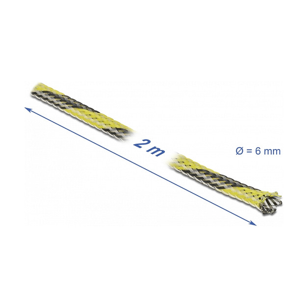 Pleteni bužir DELOCK rastezljivi za kabele 2 m x 6 mm, crno-žuta boja-2