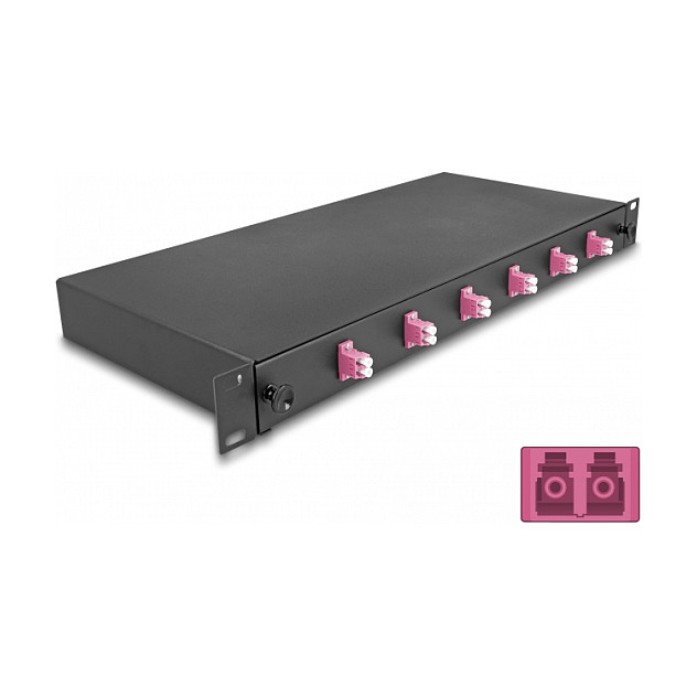 DELOCK 19" optička patch panel kutija 1U, 6x LC Duplex OM4-0