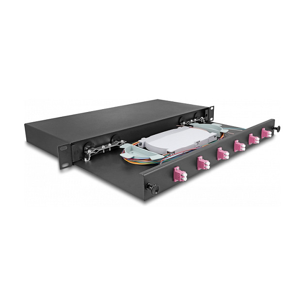 DELOCK 19" optička patch panel kutija 1U, 6x LC Duplex OM4-1